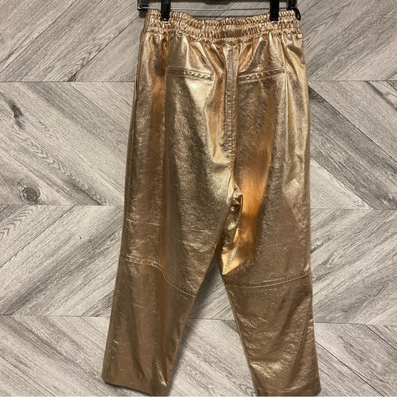 Walter Baker | Minh Lamb Leather Gold Cropped Jogger Size XL NEW - Picture 7 of 9